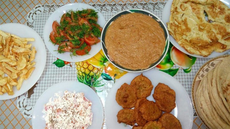 Beans and falafel